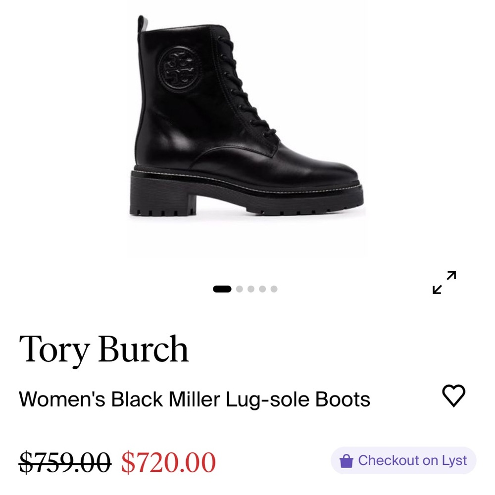 Tory Burch Women's Black Lug-Sole Boots